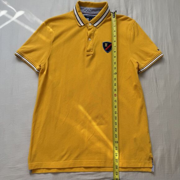 Tommy Hilfiger Embroidered Polo Shirt MEDIUM Yellow 2 Button 100% Cotton - Picture 9 of 10